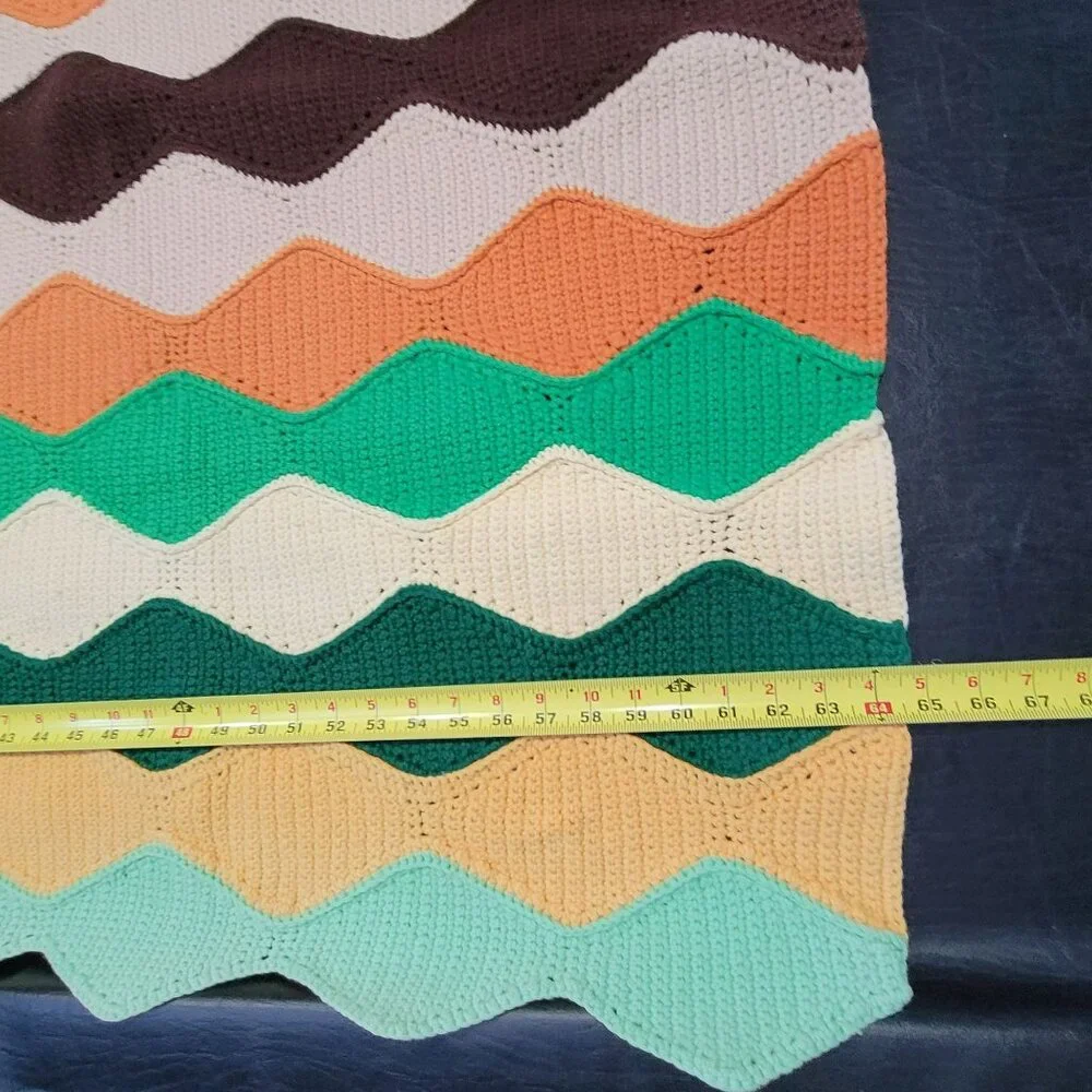 Handmade Crochet Afghan Throw Blanket Multicolor Retro Diamond Harlequin 68x47‎